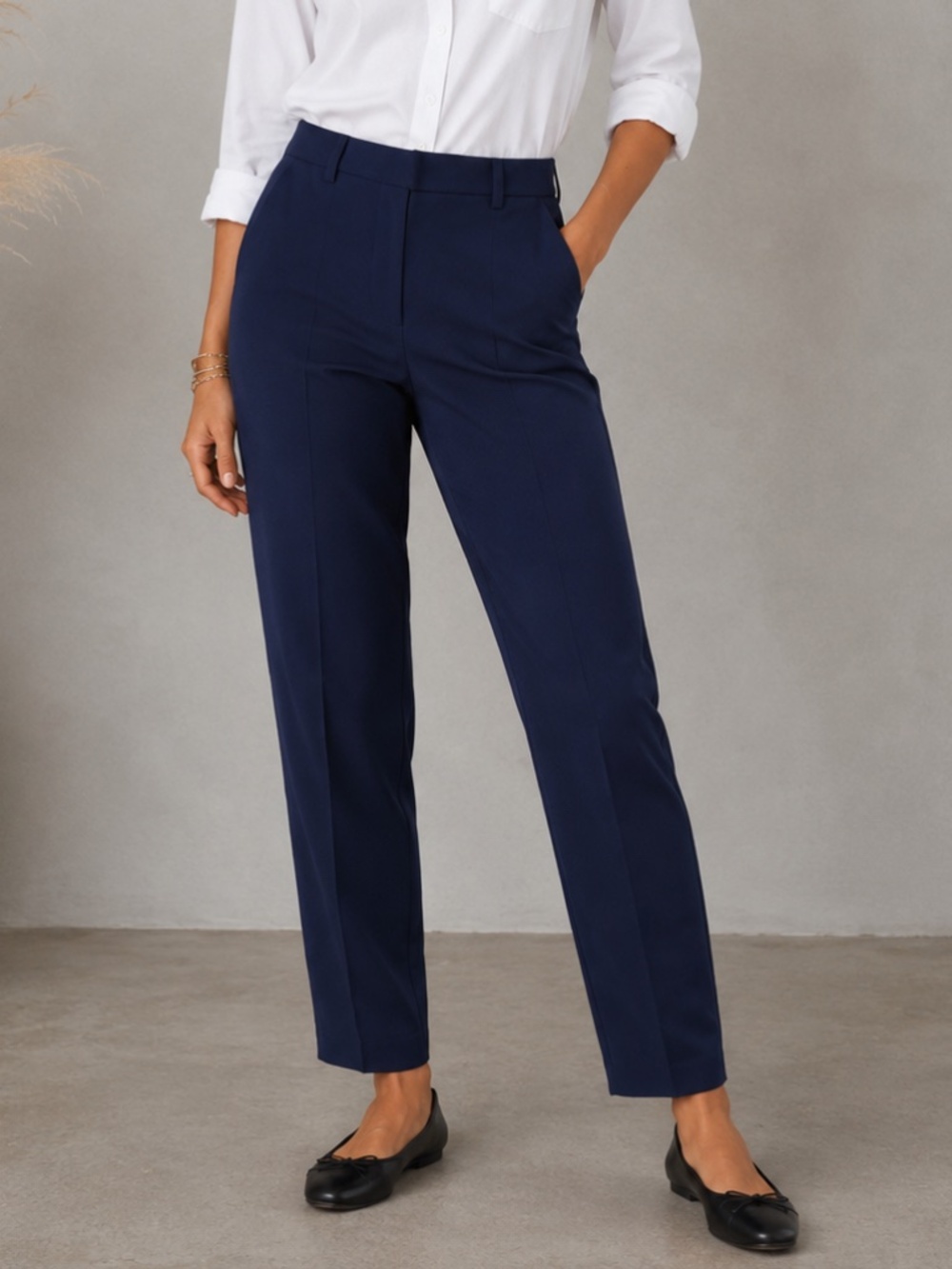 LEE Ultra Lux Comfort Navy Blue Straight Leg Flex Motion Ponte Knit Pants 6S EUC